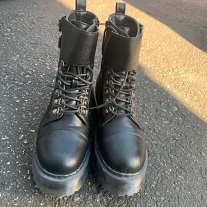 Black combat boots